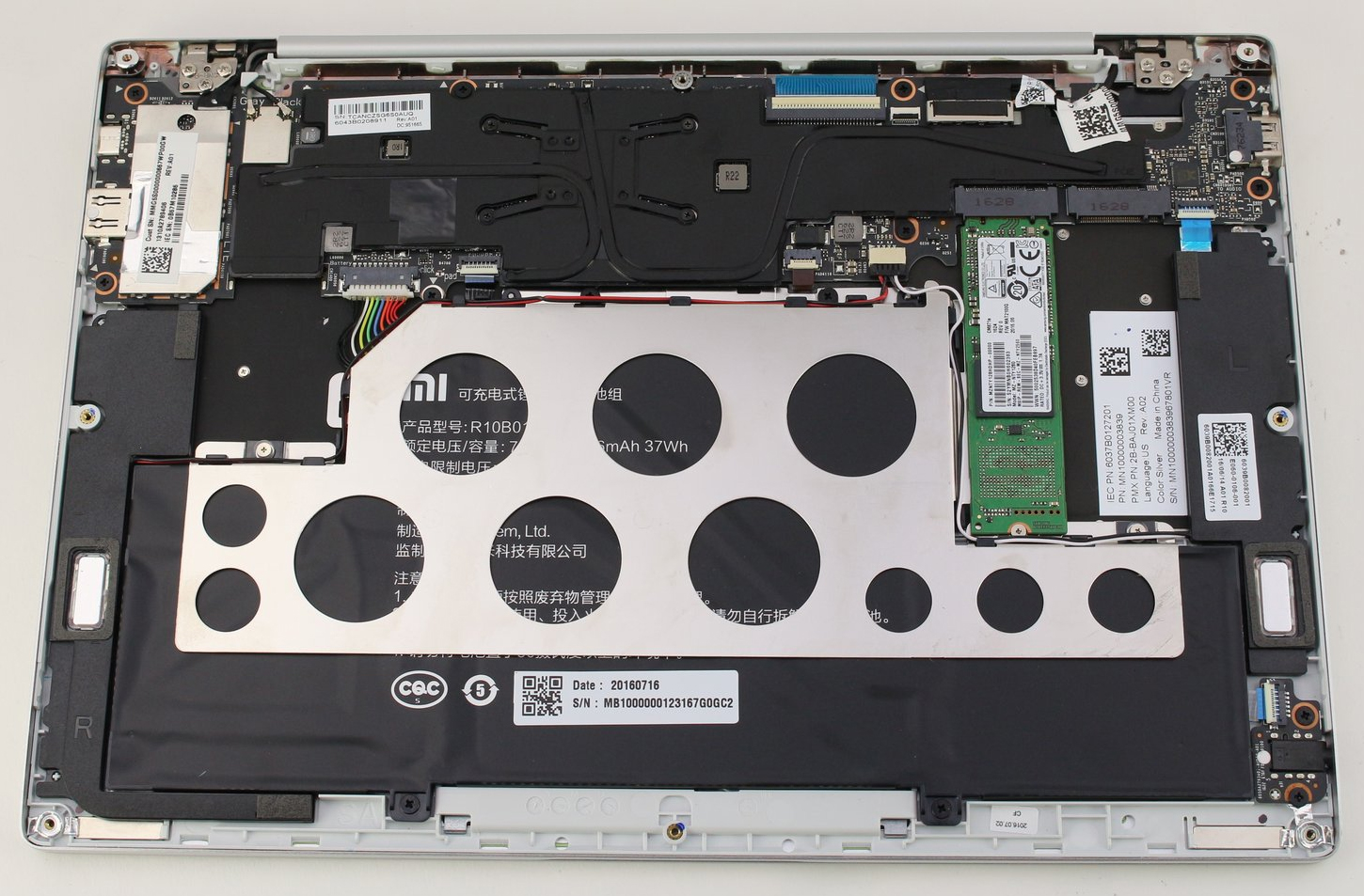 Internal Photo of Xiaomi Air 12.5 161201 TM1607 silver backlit US keyboard (Xiaomi Air 12)